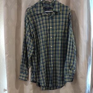 Daniel Cremieux Men's Blue and Yellow Plaid Shirt